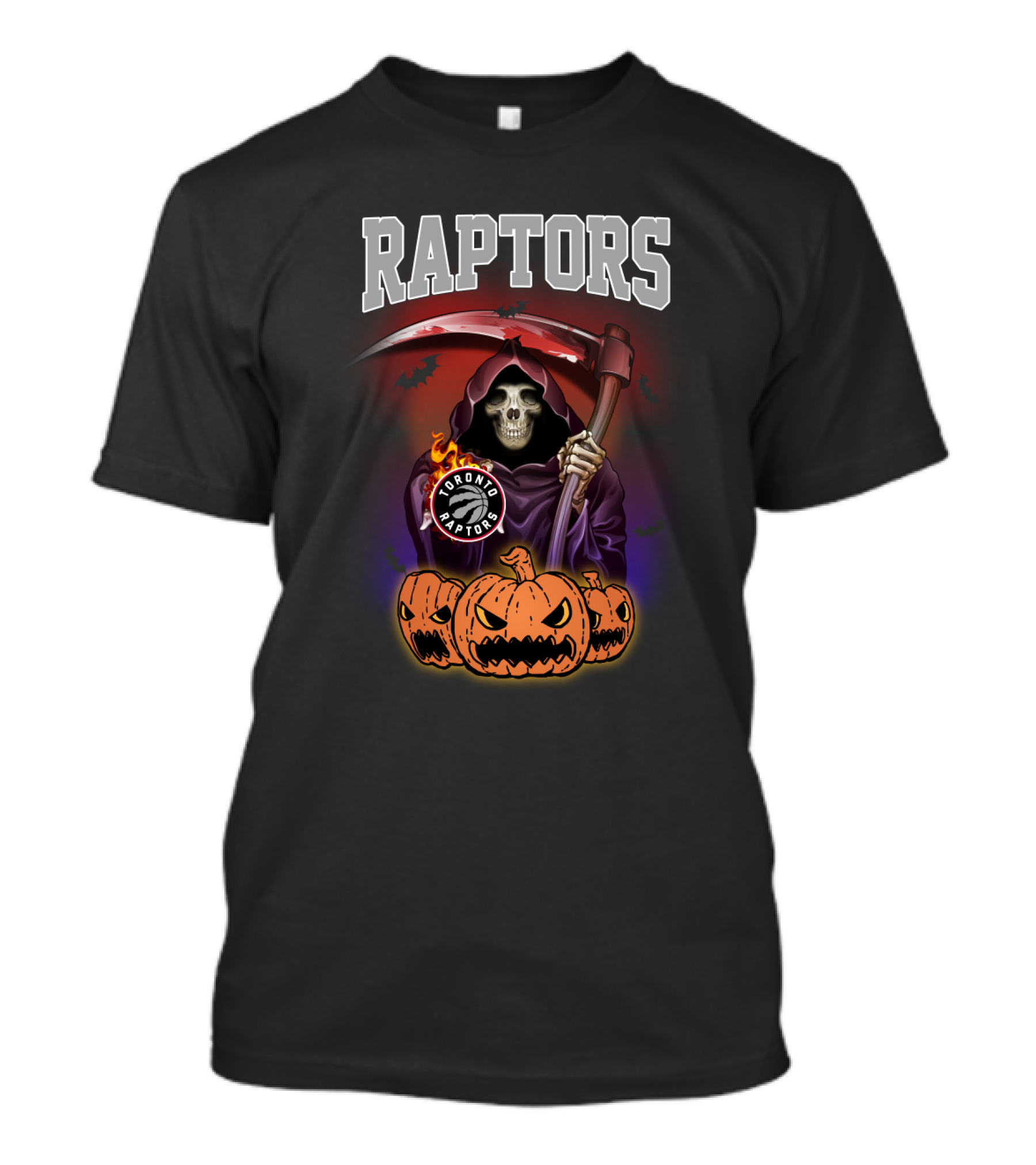 Raptors Reaper Halloween Toronto Raptors Pumpkin Grim T-Shirt