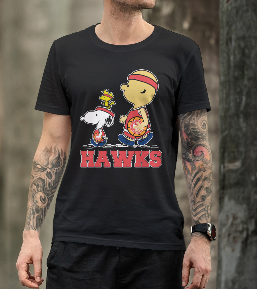 Hawks Fans Snoopy And Woodstock Basketball Team Spirit T-Shirt