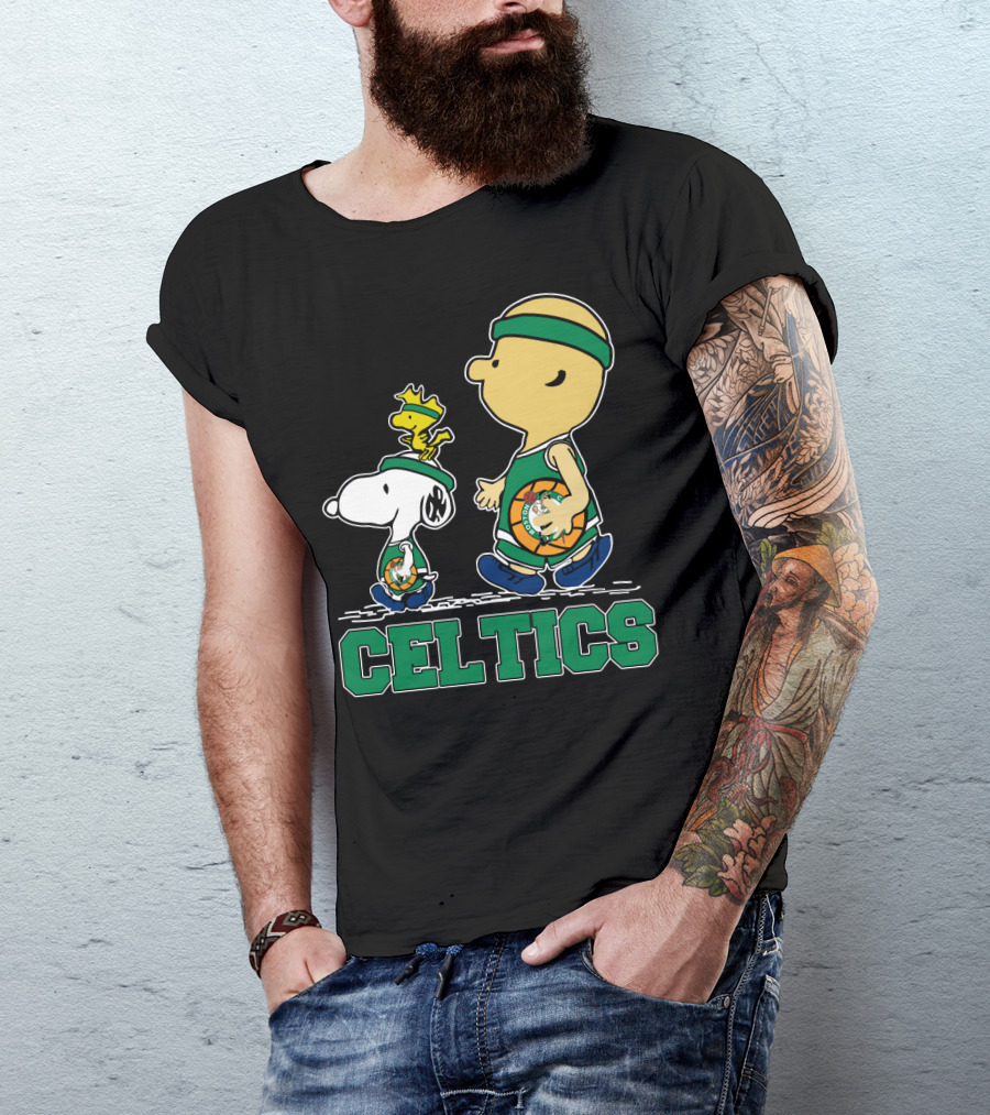 Celtics Snoopy And Friends With Basketball T-Shirt