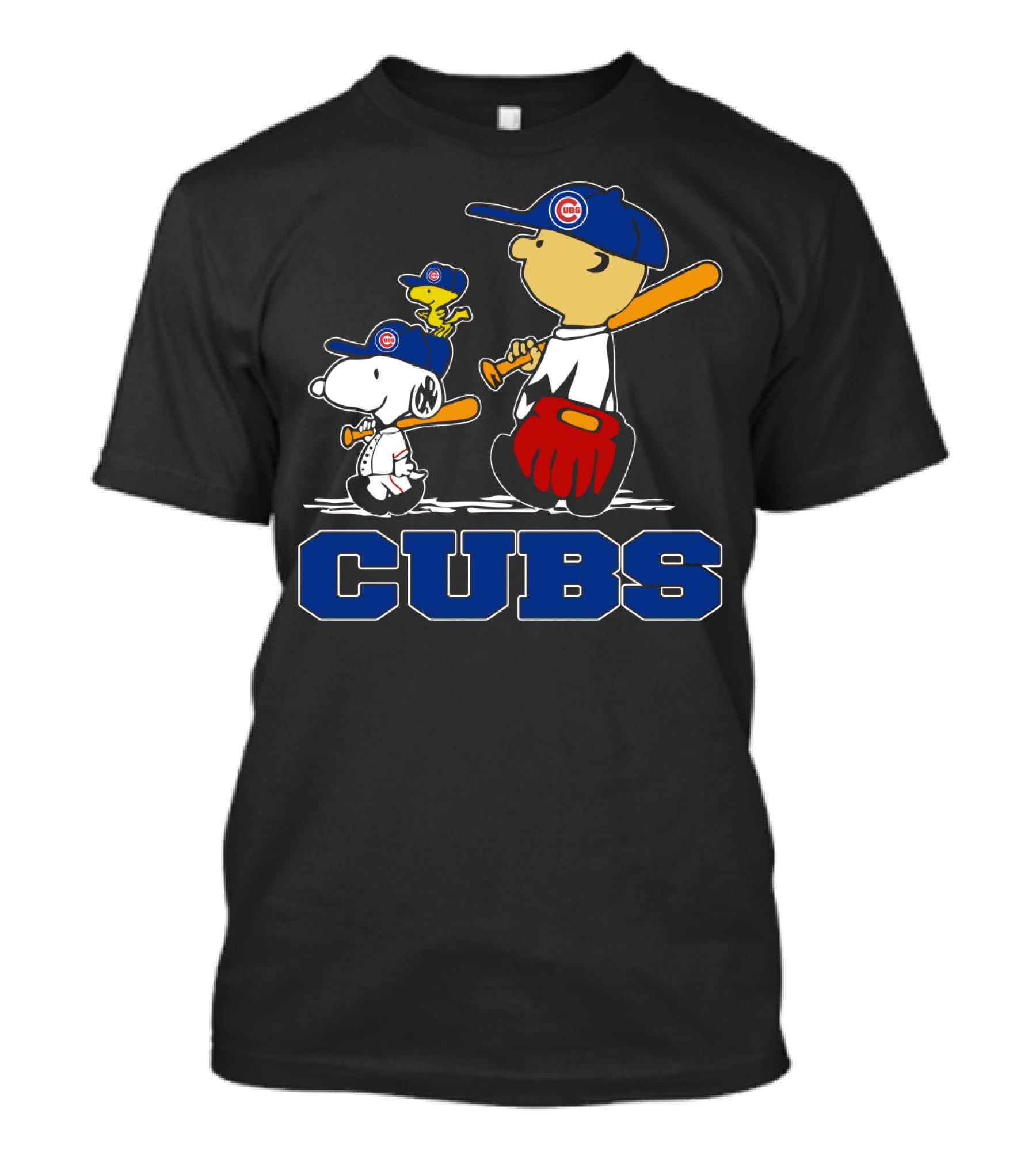 Cubs Snoopy Woodstock Baseball Fans With Cubs Caps T-Shirt