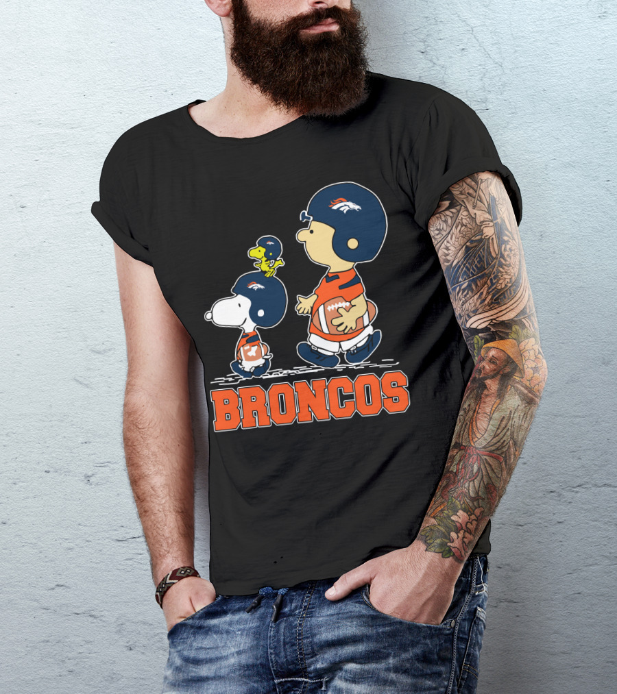 Snoopy And Broncos Football Fans Team Spirit T-Shirt