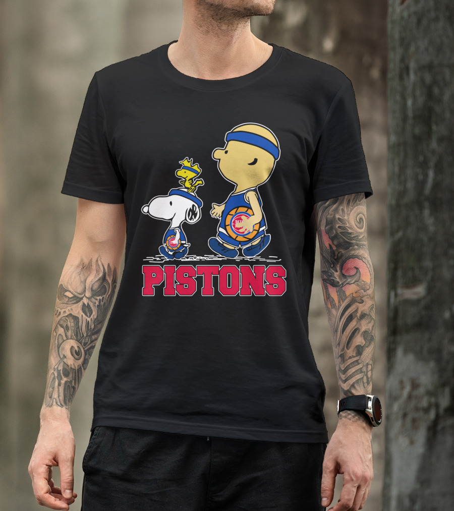 Pistons Basketball Snoopy And Woodstock Detroit Fans T-Shirt