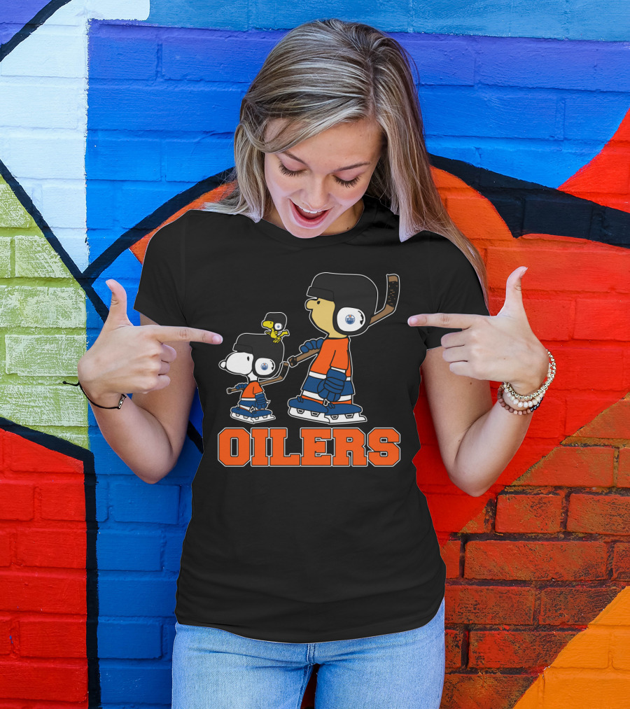 Snoopy And Woodstock Edmonton Oilers Hockey Fans T-Shirt