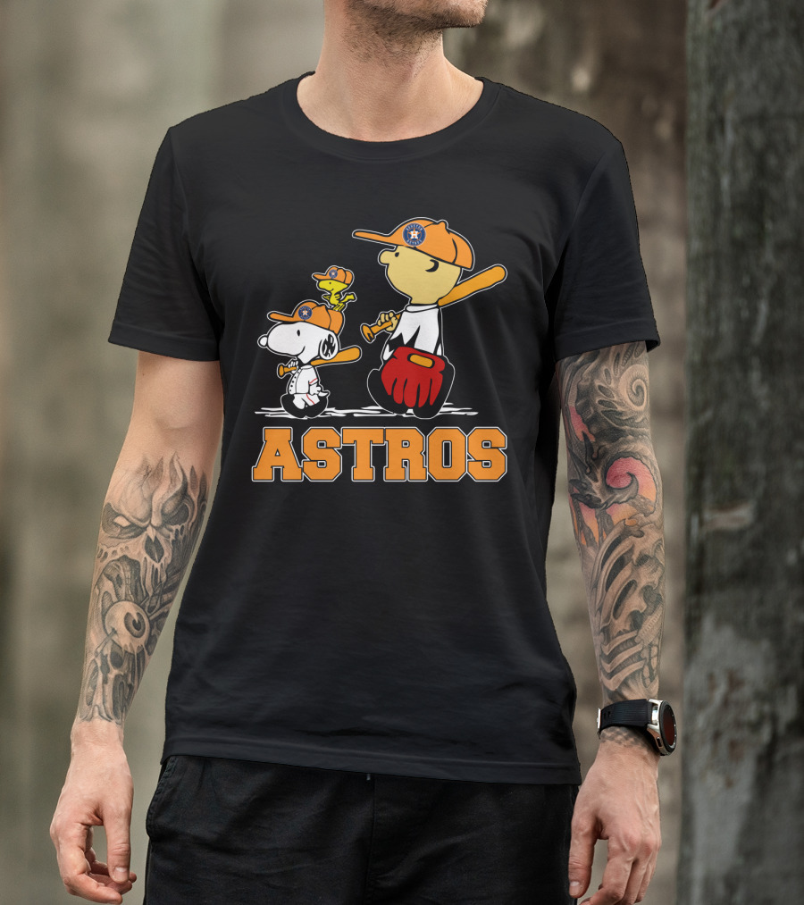 Snoopy Woodstock And Houston Astros Baseball Fans T-Shirt