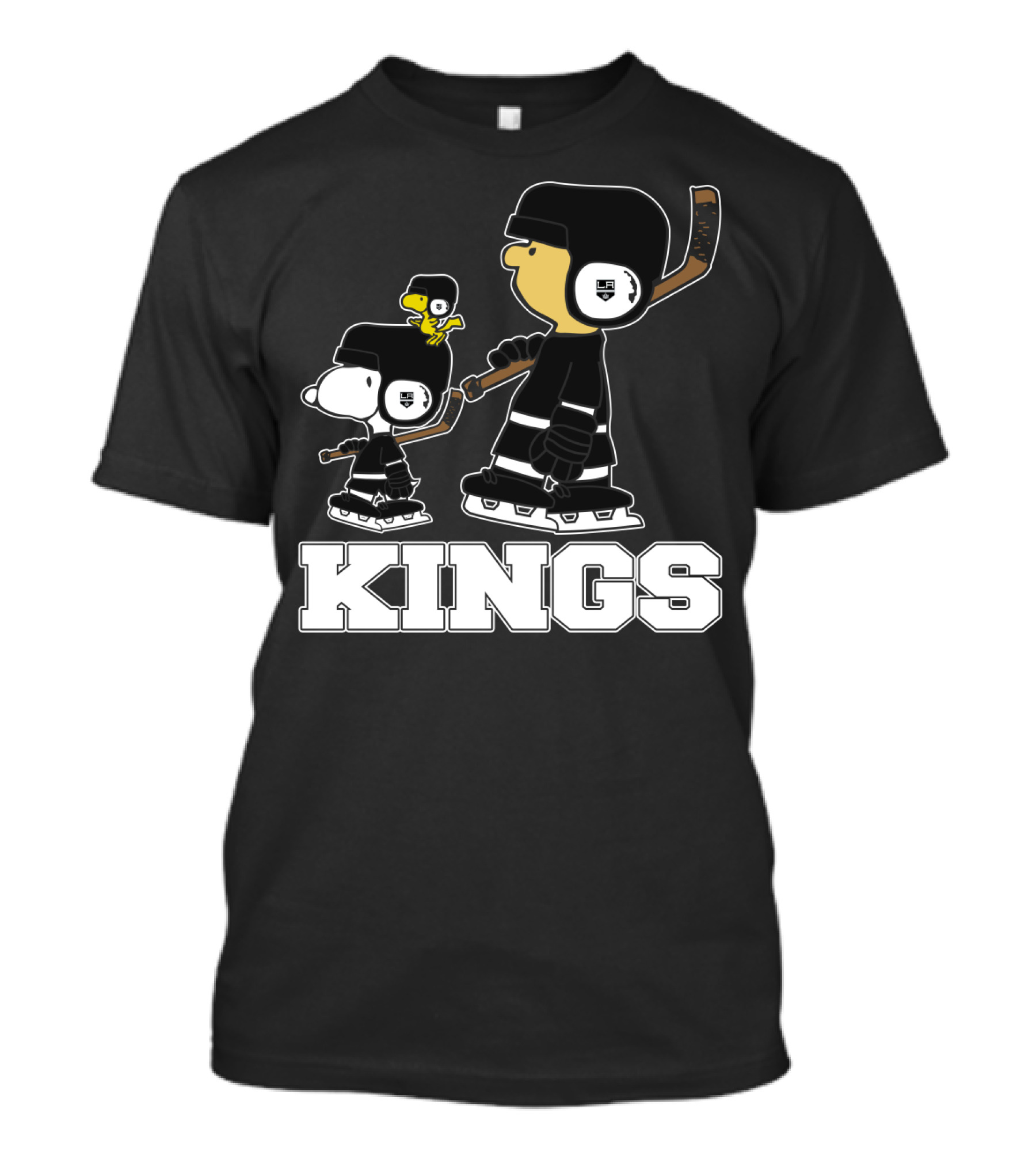 Snoopy Woodstock And Los Angeles Kings Hockey Fans Ice Skating T-Shirt