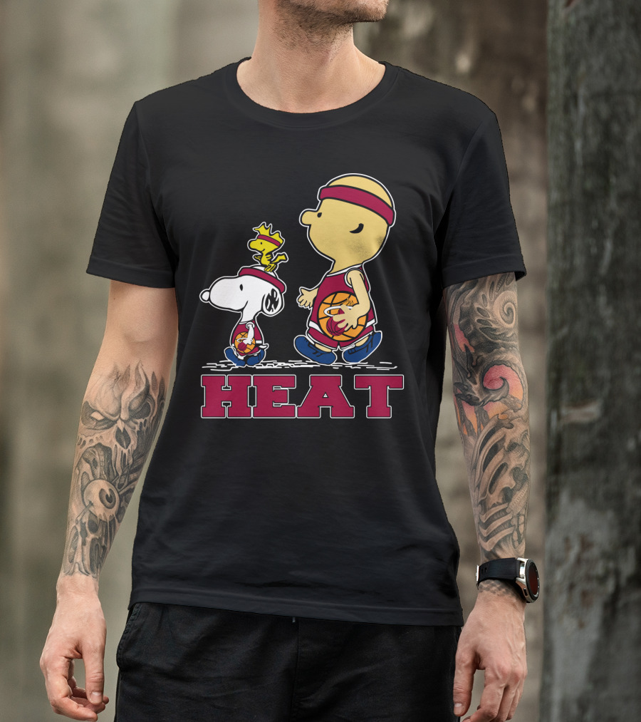 Snoopy Woodstock Heat Team Fans Miami Basketball T-Shirt