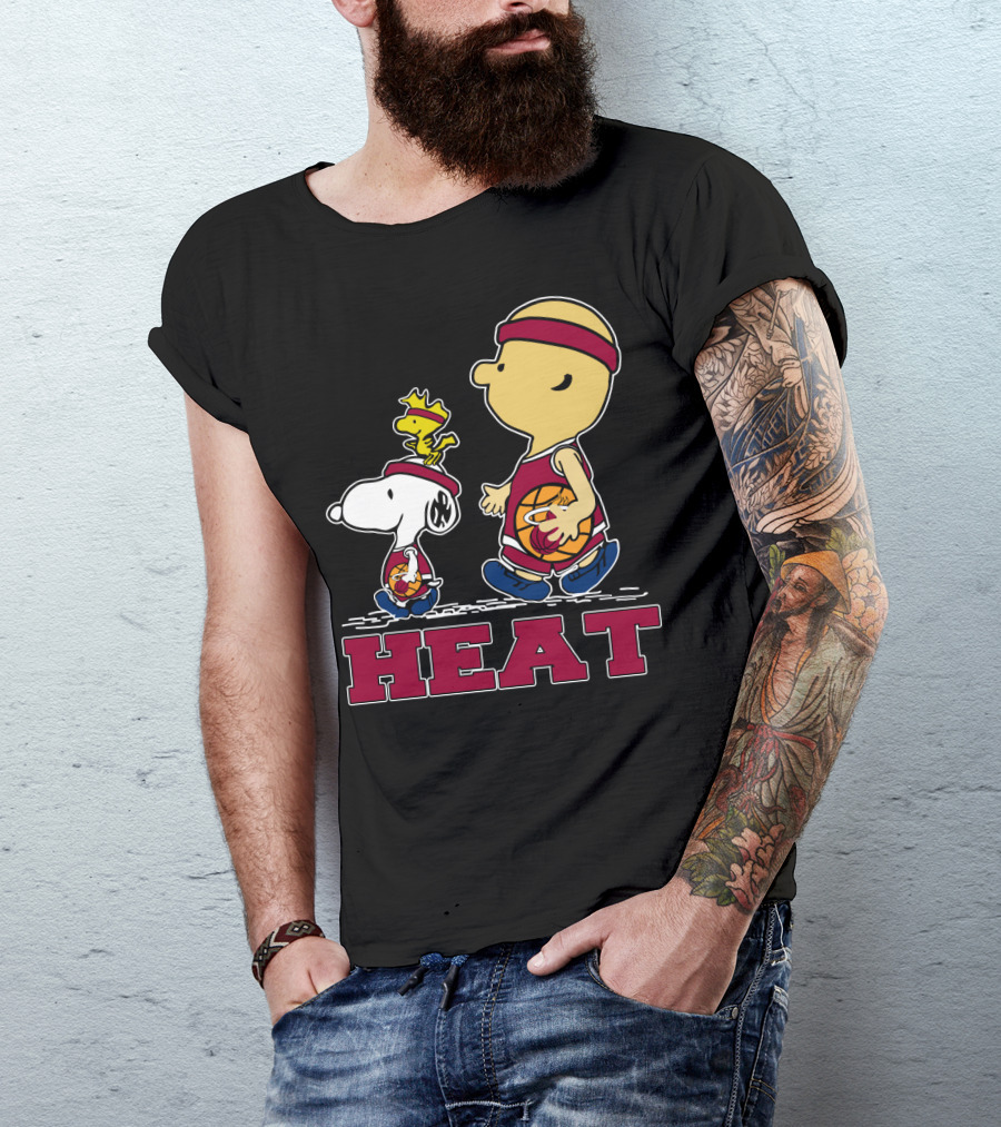 Snoopy Woodstock Heat Team Fans Miami Basketball T-Shirt