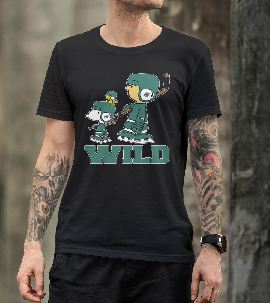 Snoopy And Woodstock Minnesota Wild Hockey Fans T-Shirt