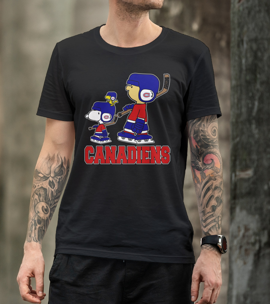 Snoopy Montreal Canadiens Fans Charlie Woodstock Hockey Team T-Shirt