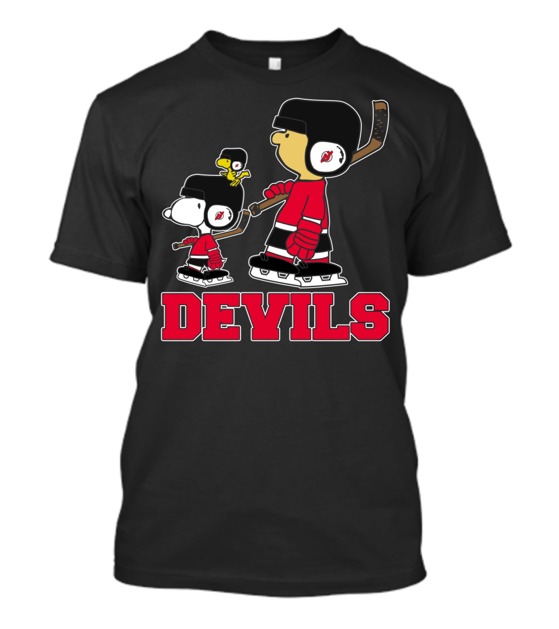 Snoopy And Woodstock In New Jersey Devils Hockey Gear T-Shirt