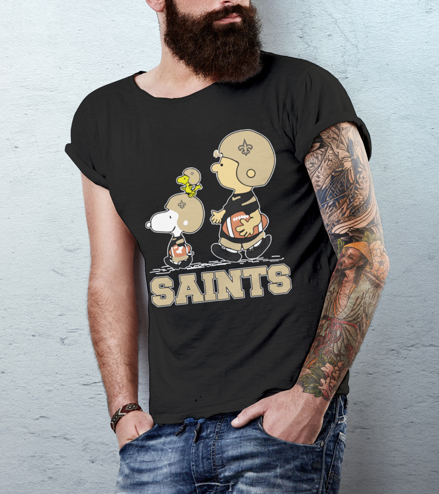 Snoopy Woodstock Charlie Brown New Orleans Saints Fans T-Shirt