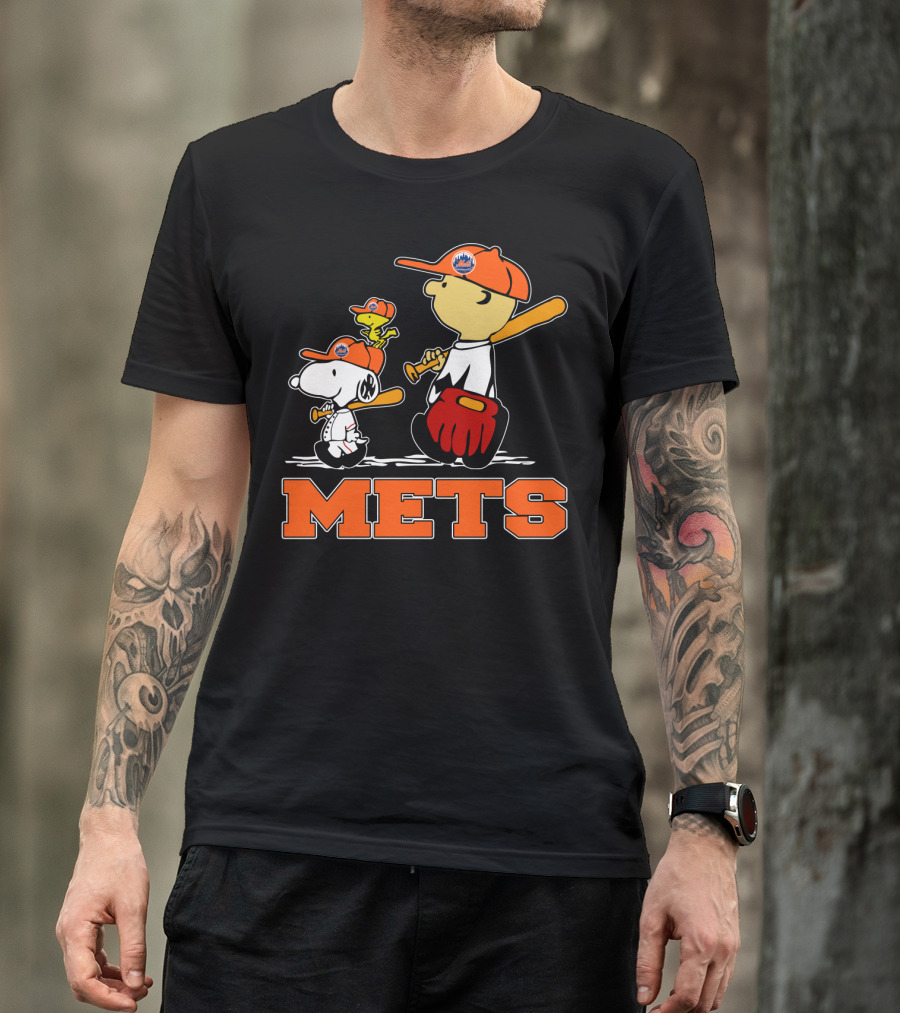 Snoopy Woodstock And New York Mets Baseball Fans T-Shirt