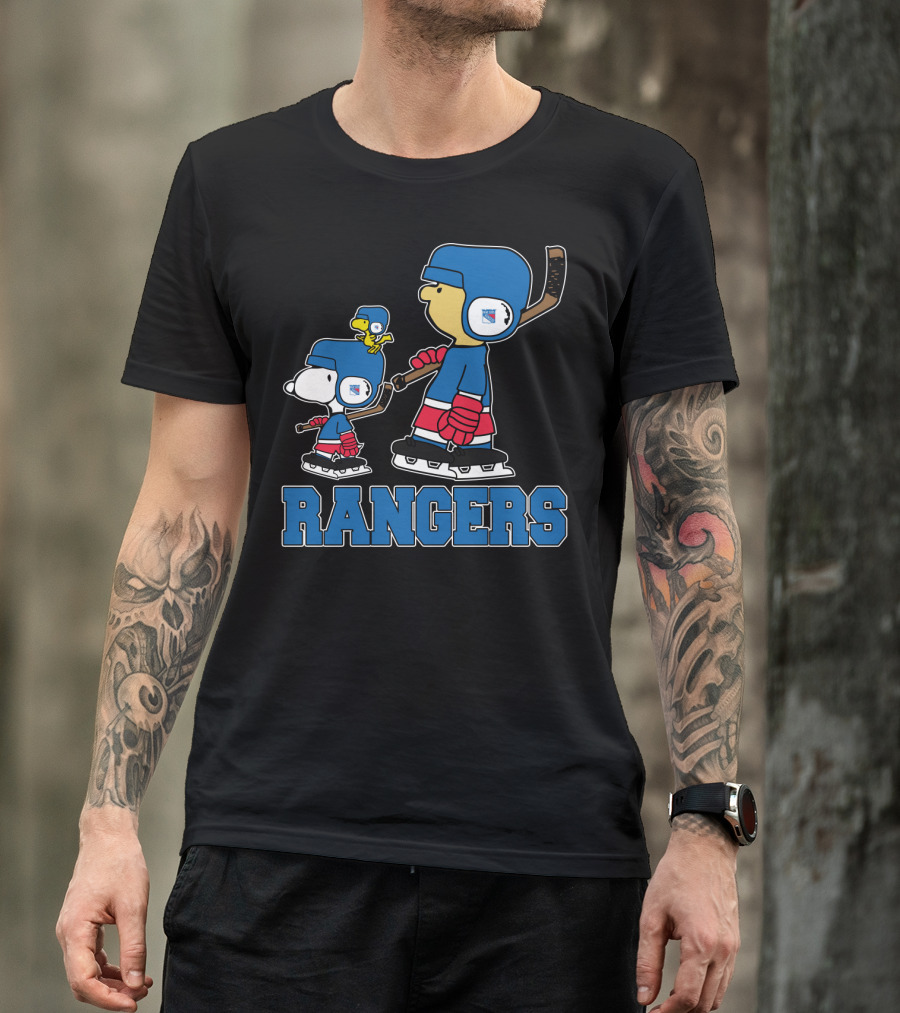 Rangers Snoopy And Woodstock Ice Hockey Team Fans T-Shirt