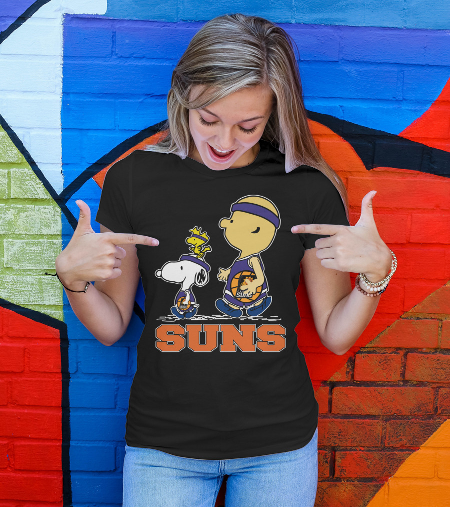 Snoopy And Woodstock In Phoenix Suns Basketball Jerseys T-Shirt