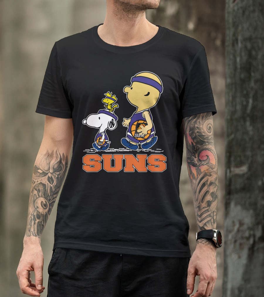 Snoopy And Woodstock In Phoenix Suns Basketball Jerseys T-Shirt