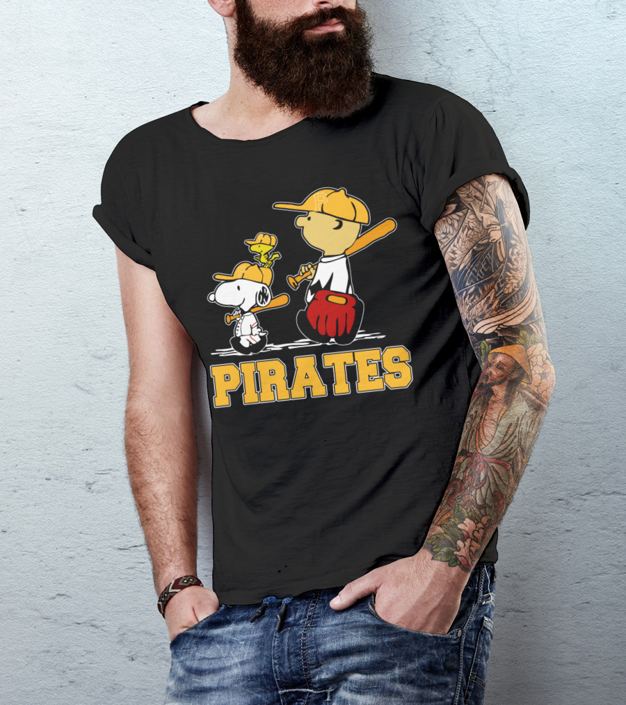 Snoopy Woodstock Pirates Baseball Fan Gear T-Shirt