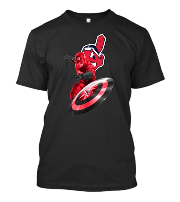 Cleveland Indians And Captain America Crossover With Shield And Iconic Feather T-Shirt