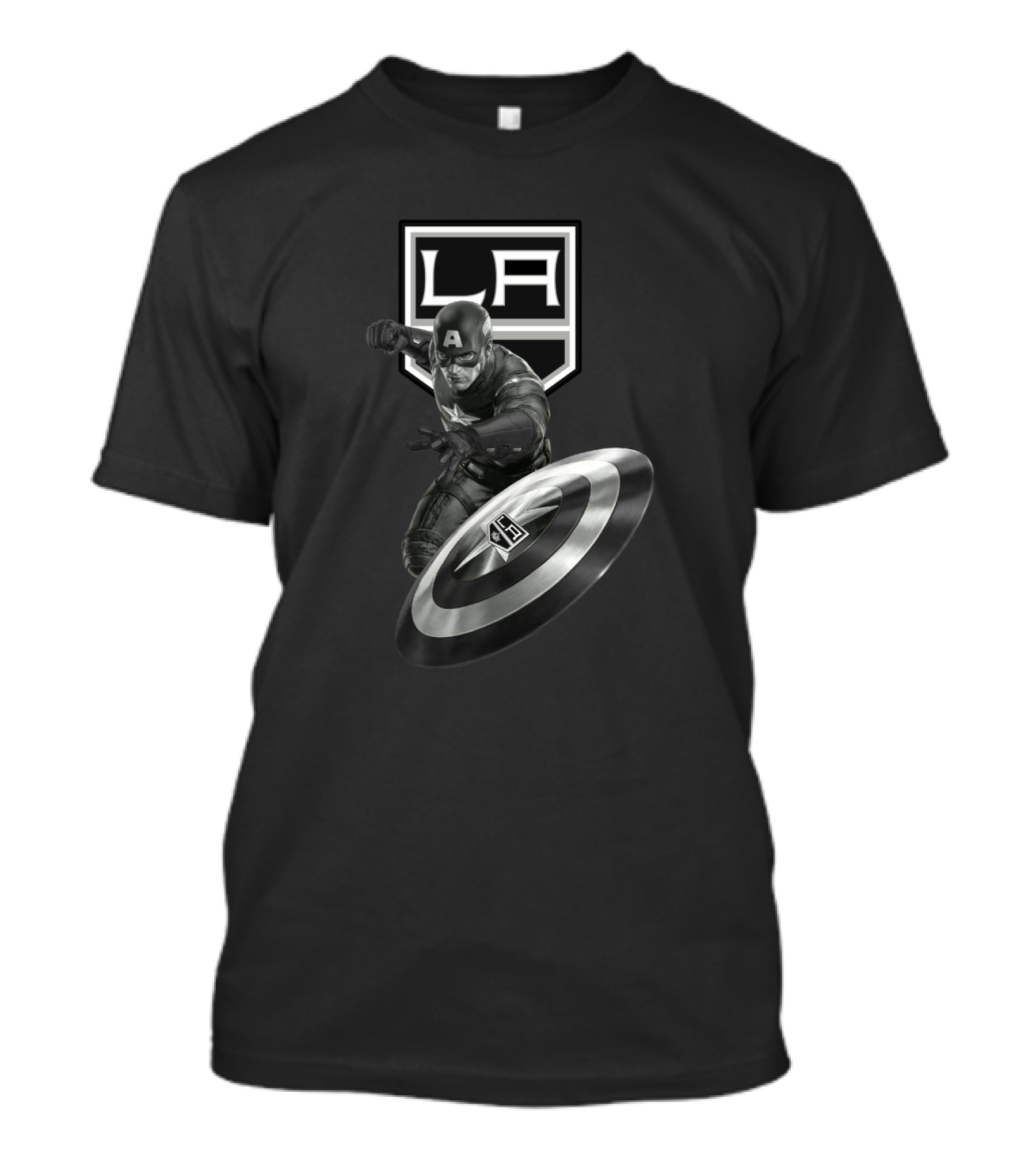 Los Angeles Kings Hockey Logo With Captain America Shield T-Shirt
