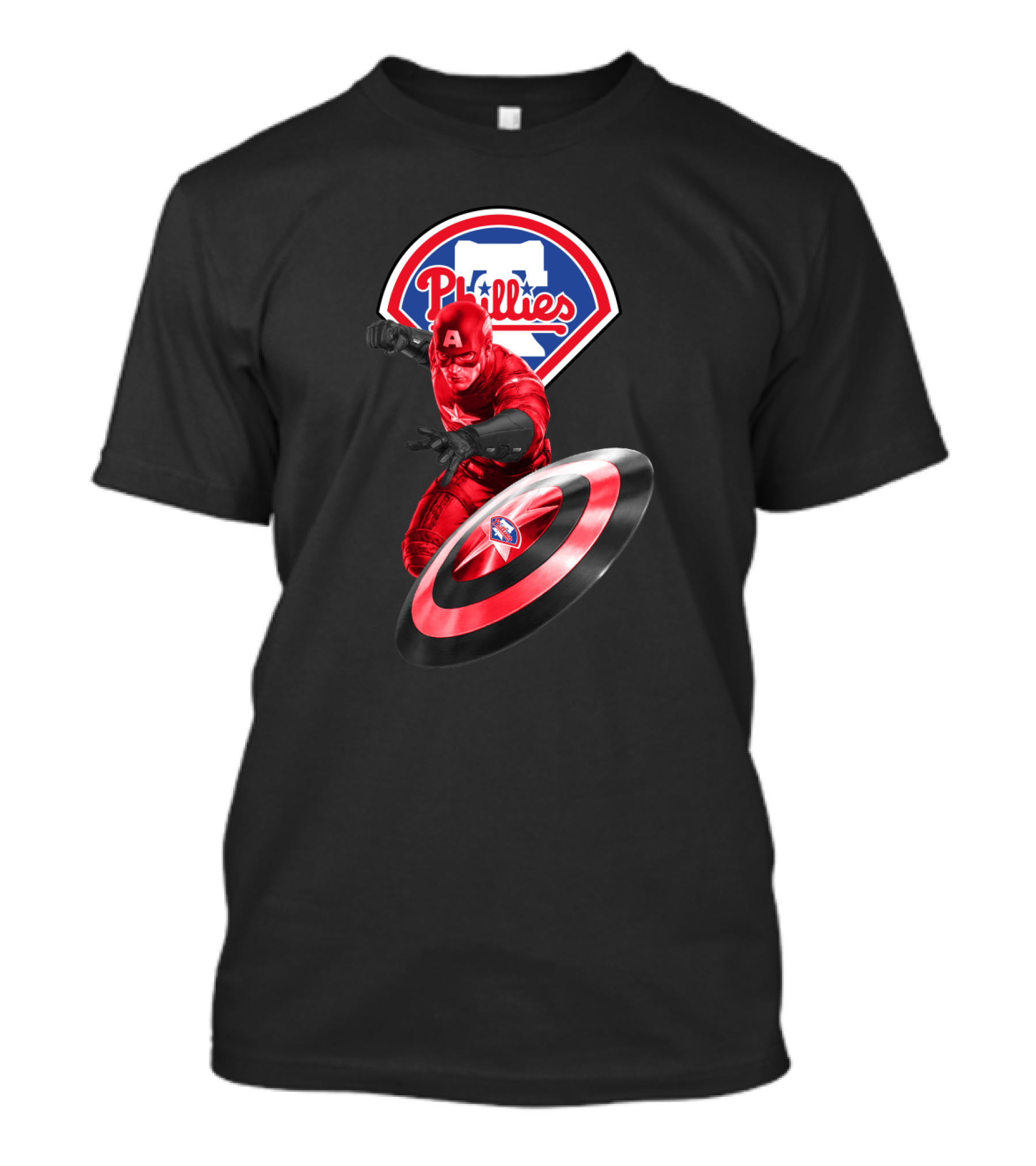 Philadelphia Phillies Marvel Collaboration Featuring Captain America Icon And Shield T-Shirt