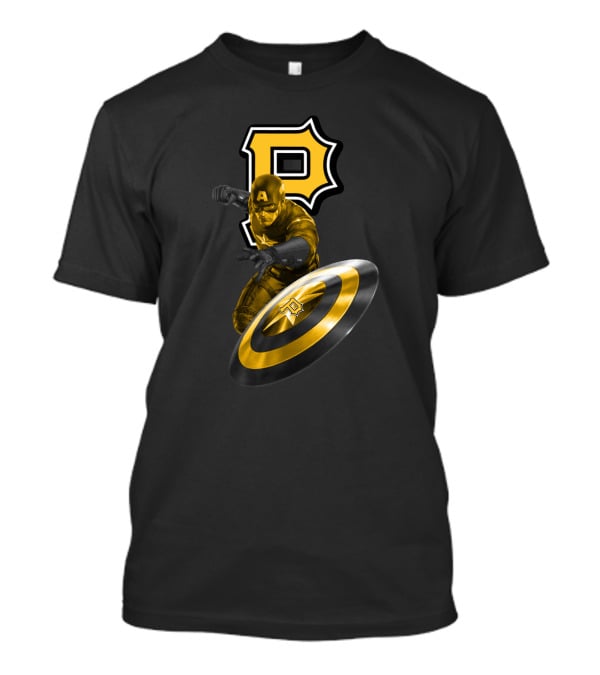 Pittsburgh Pirates Captain America Crossover With Shield And Iconic P T-Shirt