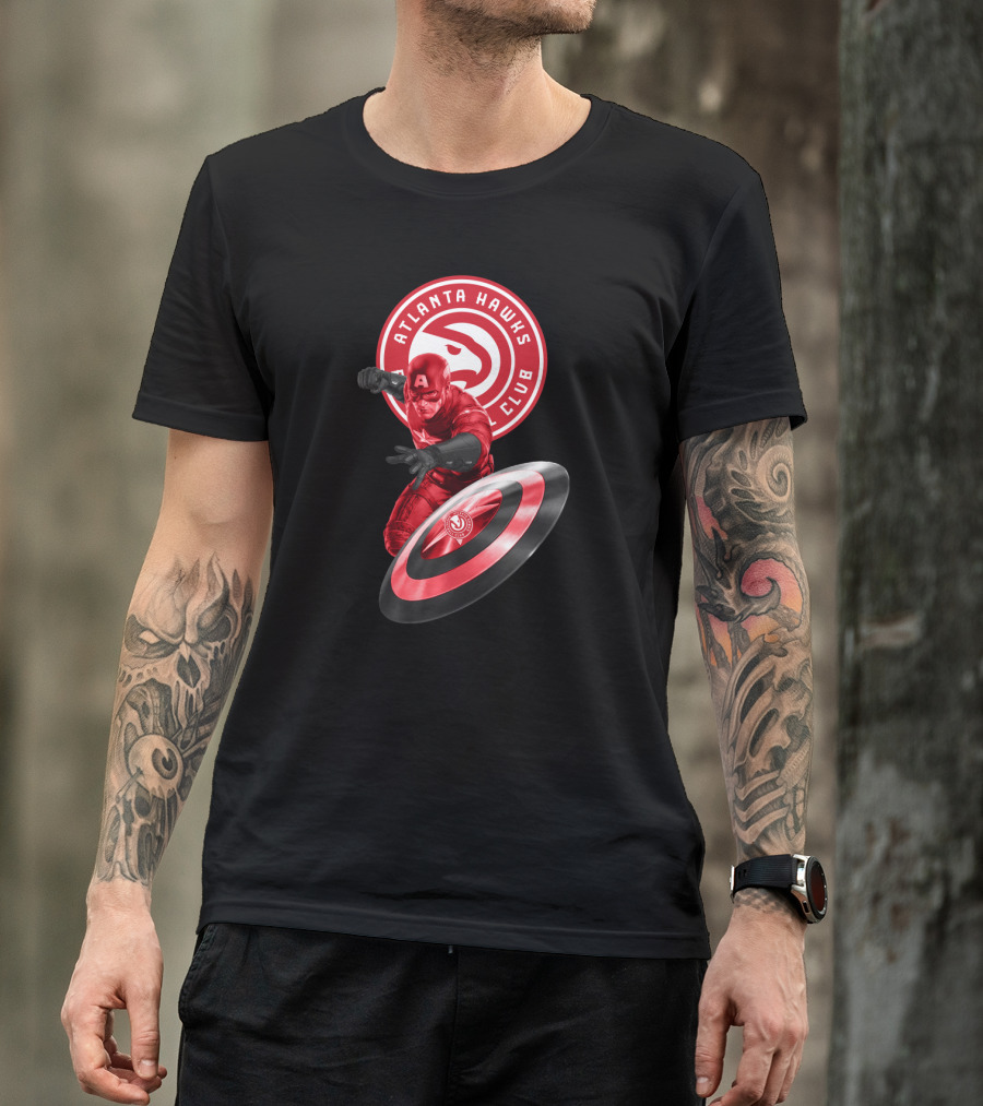 Atlanta Hawks Club Captain America Shield T-Shirt