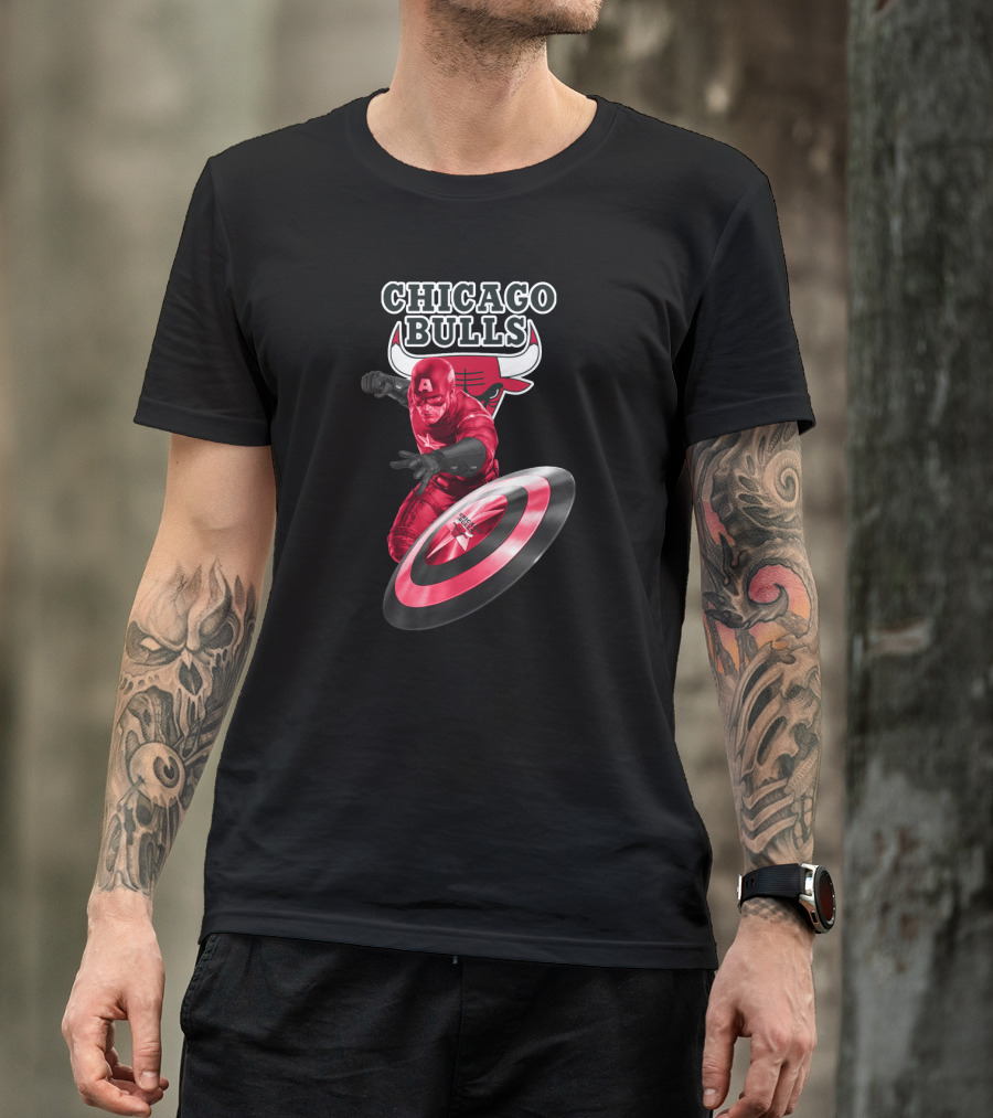 Captain America And Chicago Bulls Crossover Fan Attraction T-Shirt