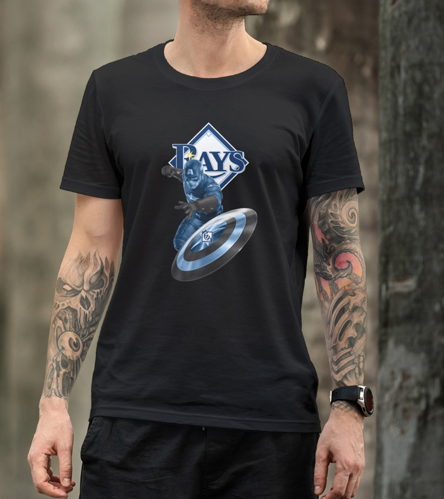 Tampa Bay Rays Marvel Captain America Collaboration With Shield T-Shirt
