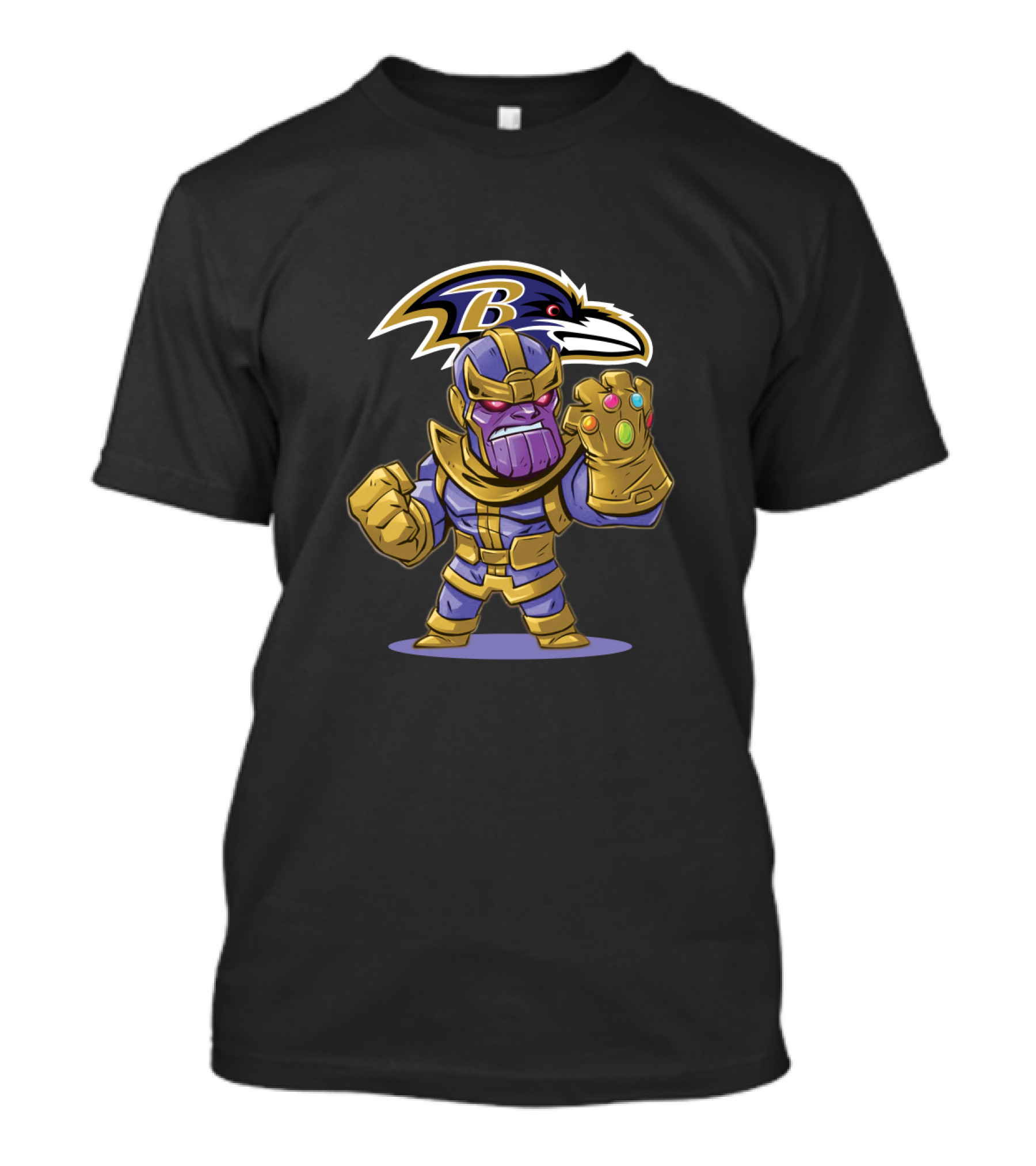 Baltimore Ravens Fans Crossover With Thanos Infinity Gauntlet T-Shirt