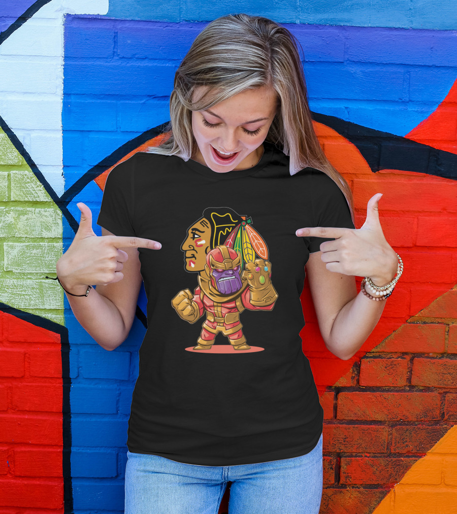 Thanos Chicago Blackhawks Fans Crossover Mashup T-Shirt