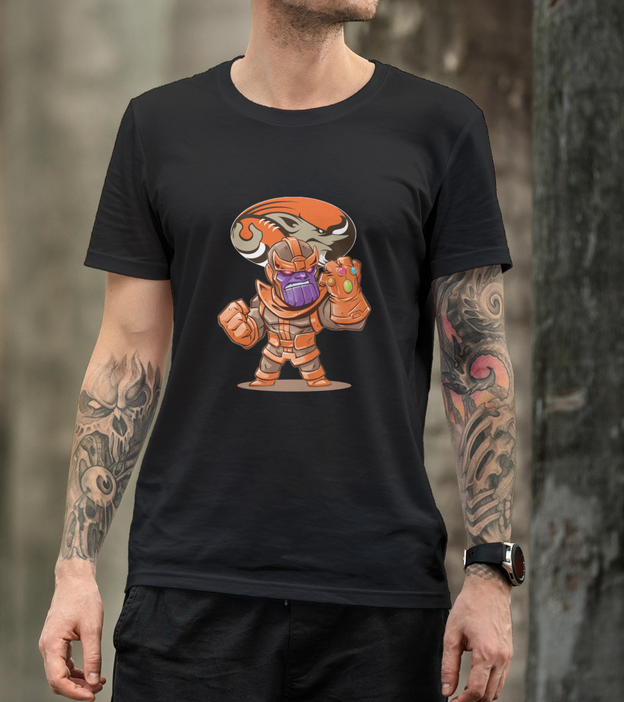 Thanos Infinity Gauntlet Cleveland Browns Fan Crossover T-Shirt