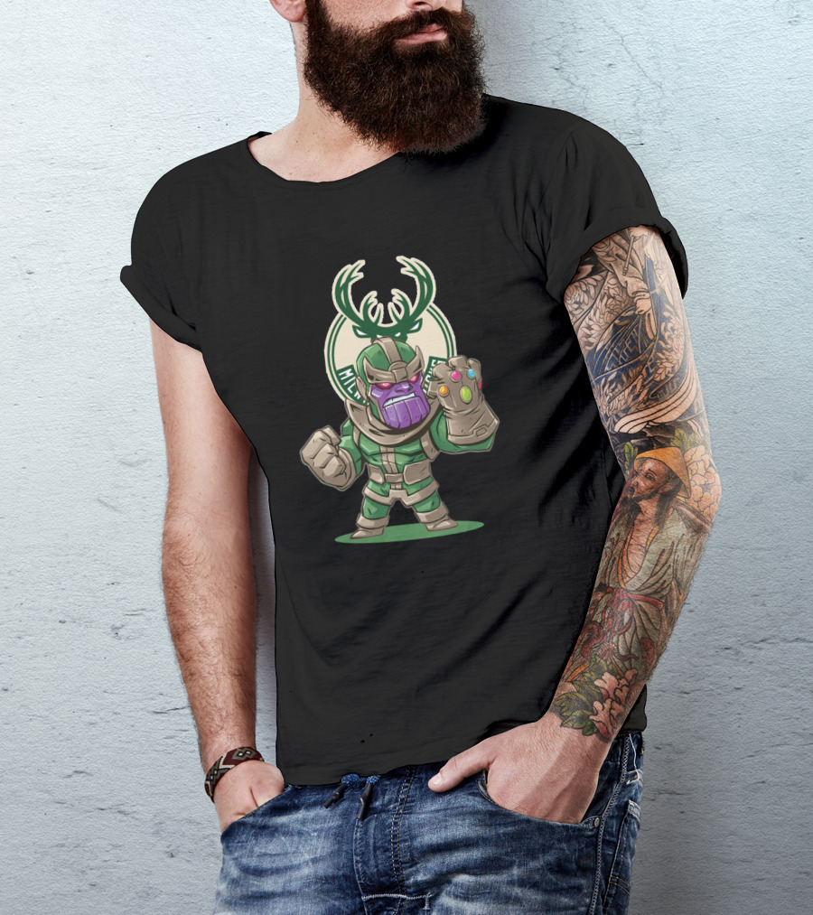 Thanos Milwaukee Bucks Crossover Fans Infinity Gauntlet T-Shirt