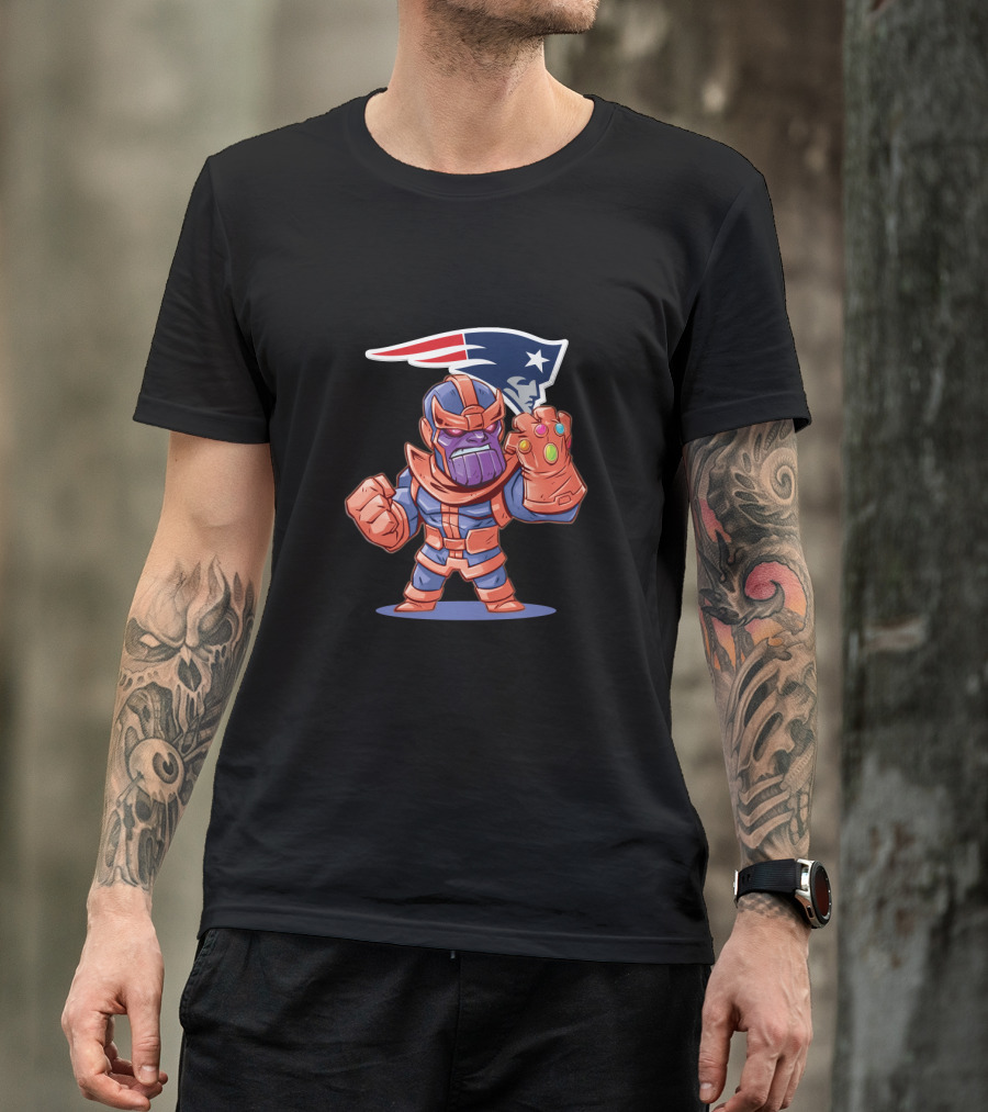 Thanos Meets New England Patriots Fans Crossover Character Mashup T-Shirt