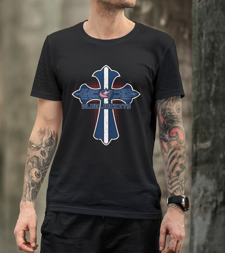 Blue Jackets Cross Columbus Repeated T-Shirt