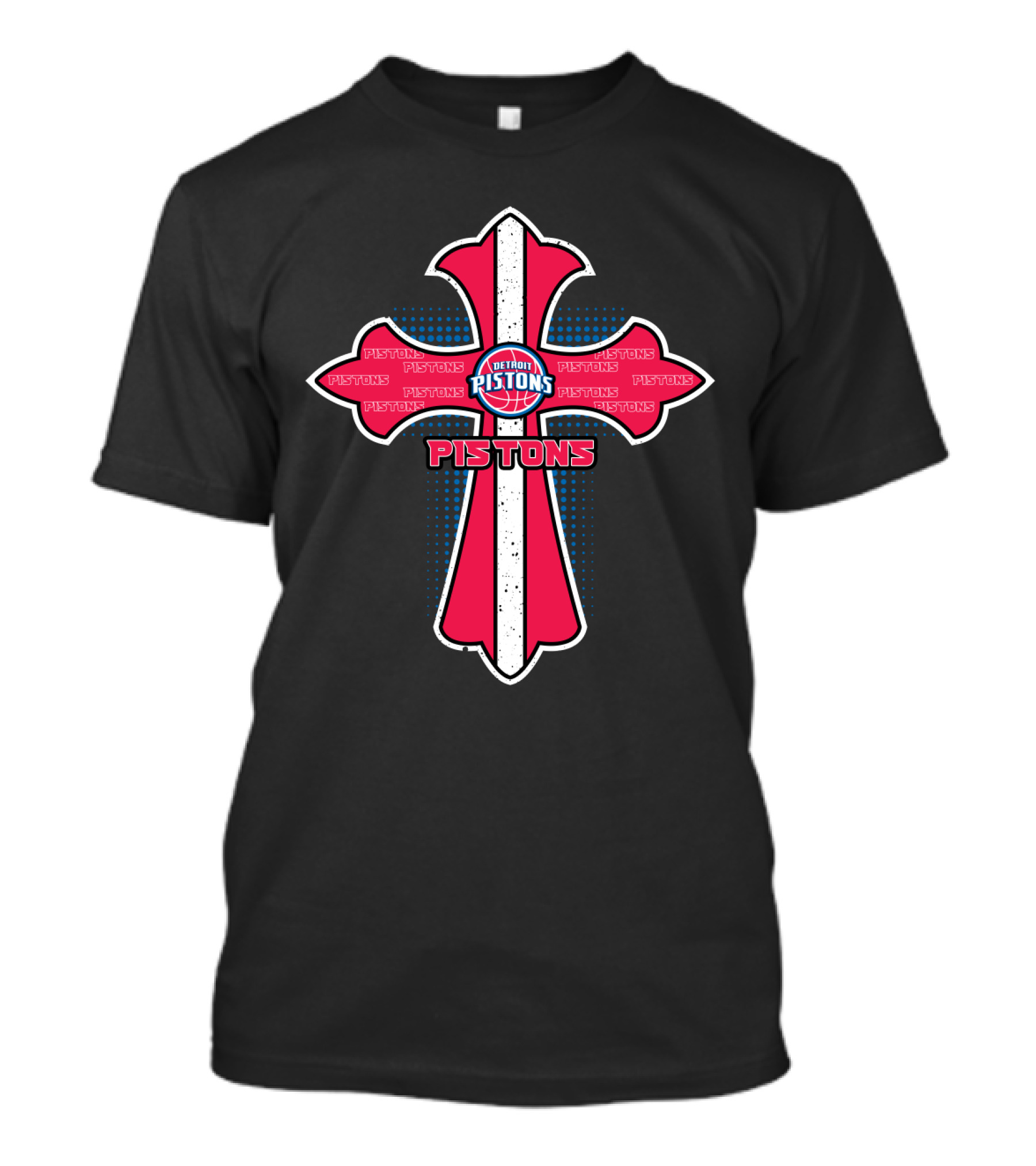 Detroit Pistons Cross Theme For Jesus And Basketball Fans T-Shirt