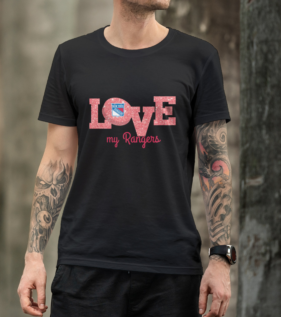 Glitter Love My New York Rangers Fans Enthusiasts Collection T-Shirt