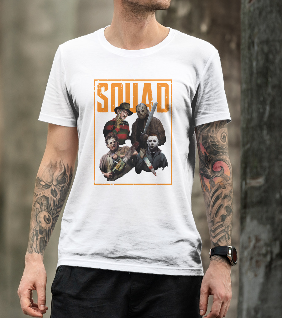 Squad Featuring Iconic Horror Characters In T-Shirt