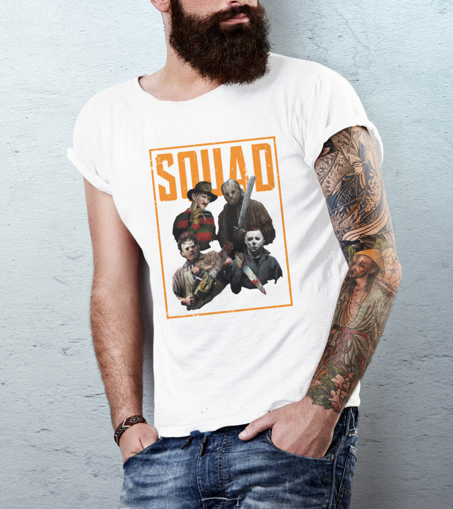Squad Featuring Iconic Horror Characters In T-Shirt