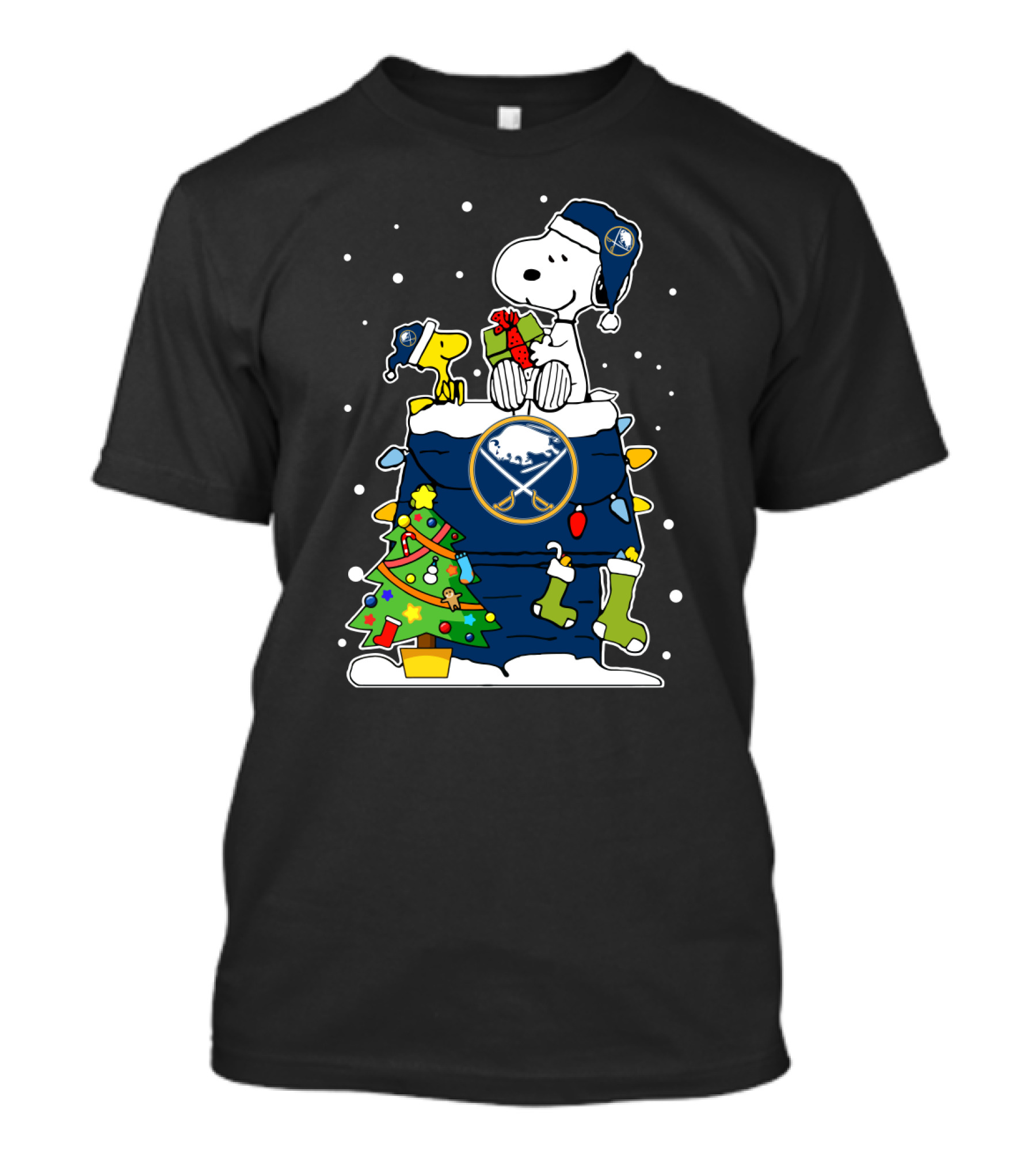 Buffalo Sabres Christmas Snoopy Woodstock Tree T-Shirt