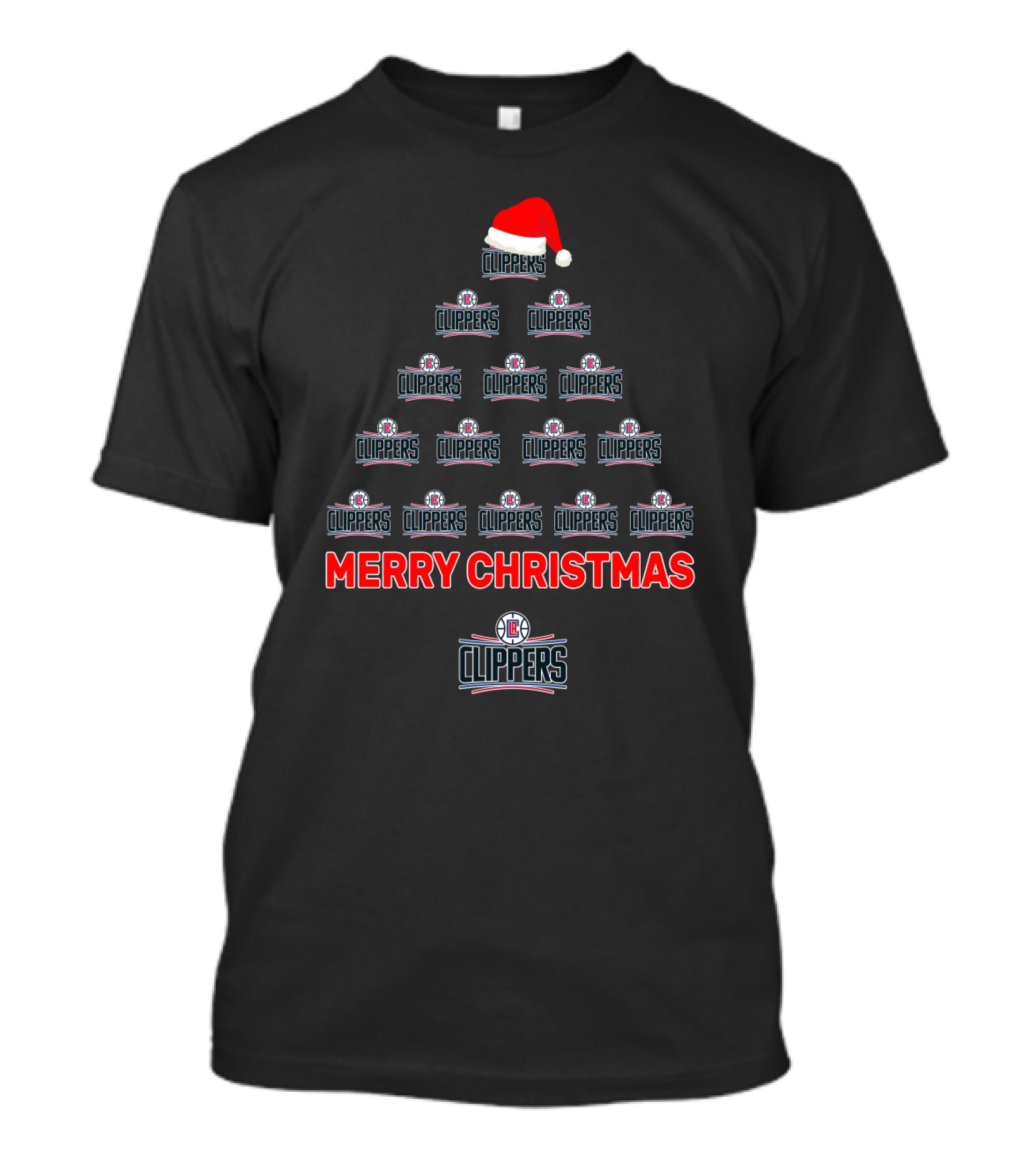 Merry Christmas La Clippers Logo Tree With Santa Hat T-Shirt