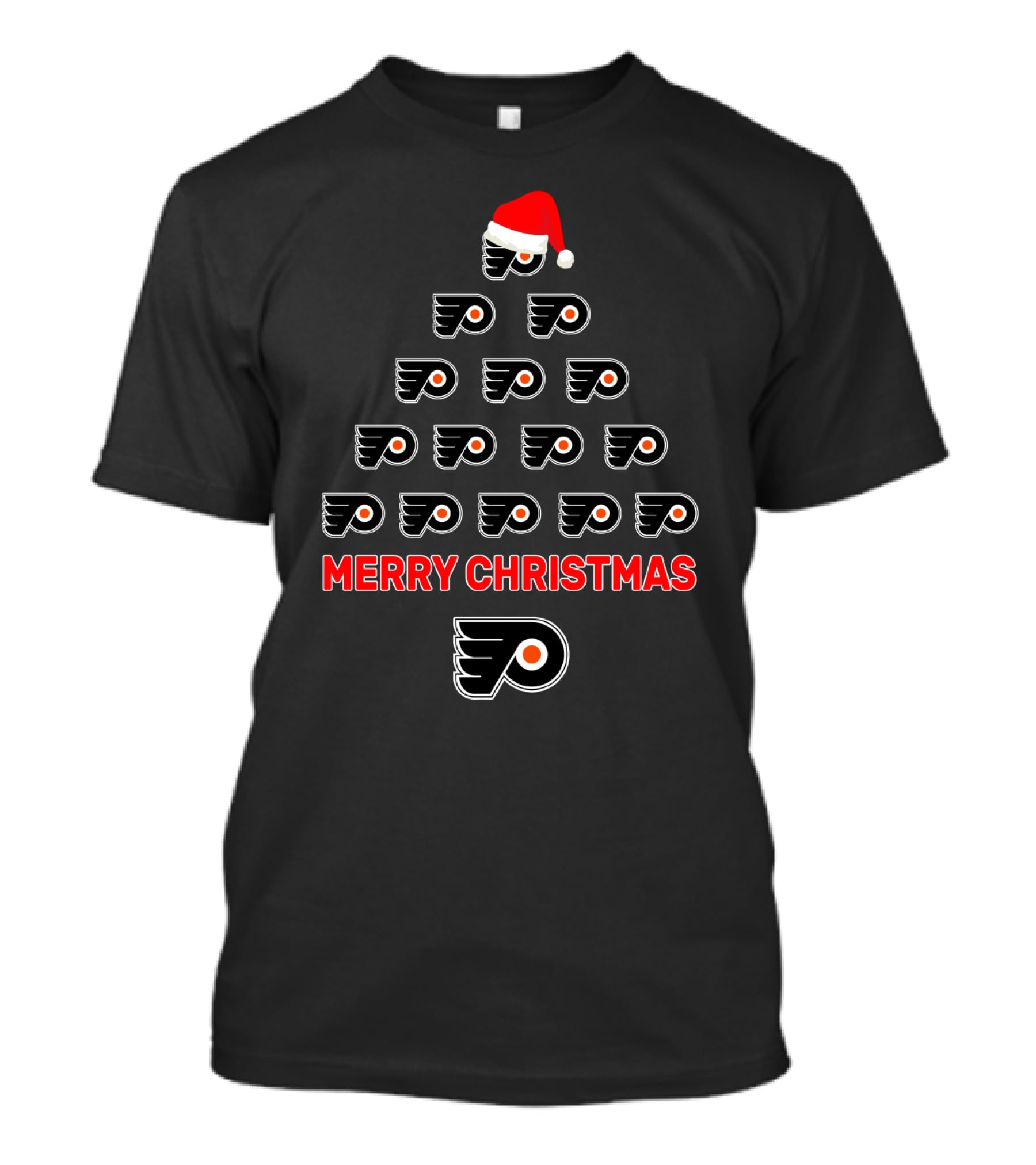 Merry Christmas Philadelphia Flyers Logo Tree Santa Hat T-Shirt