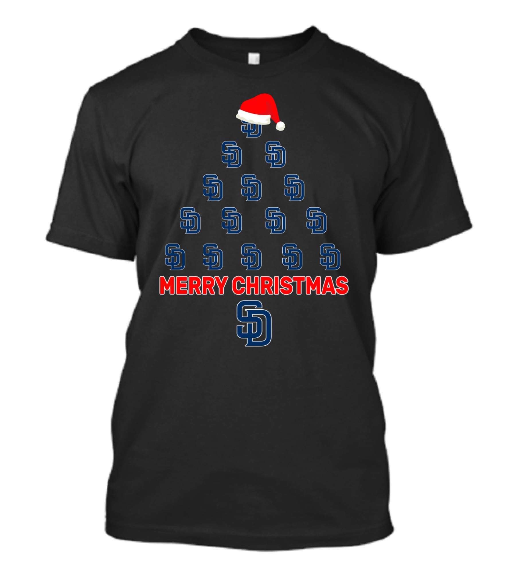 Merry Christmas San Diego Padres Festive Holiday Tree T-Shirt