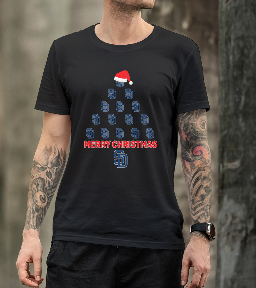 Merry Christmas San Diego Padres Festive Holiday Tree T-Shirt