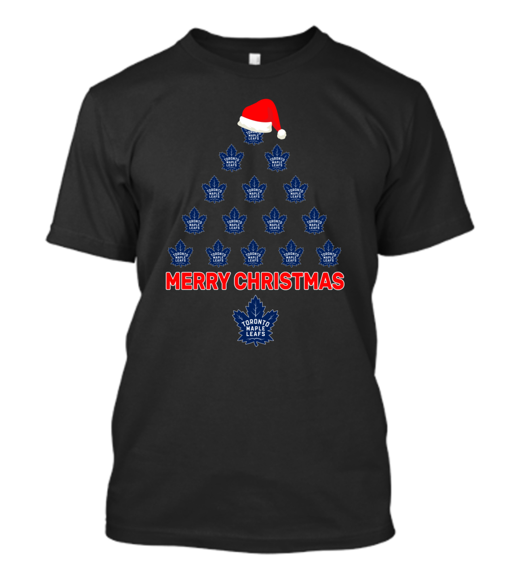 Merry Christmas Toronto Maple Leafs Tree With Santa Hat T-Shirt