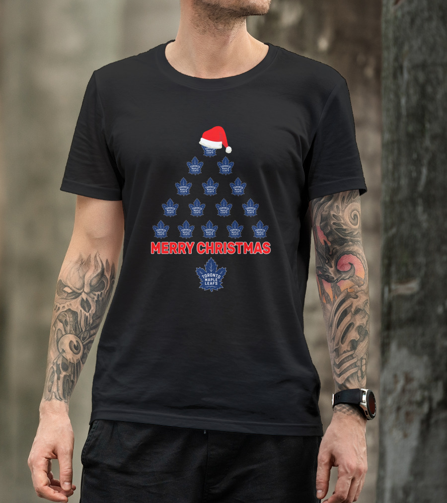 Merry Christmas Toronto Maple Leafs Tree With Santa Hat T-Shirt