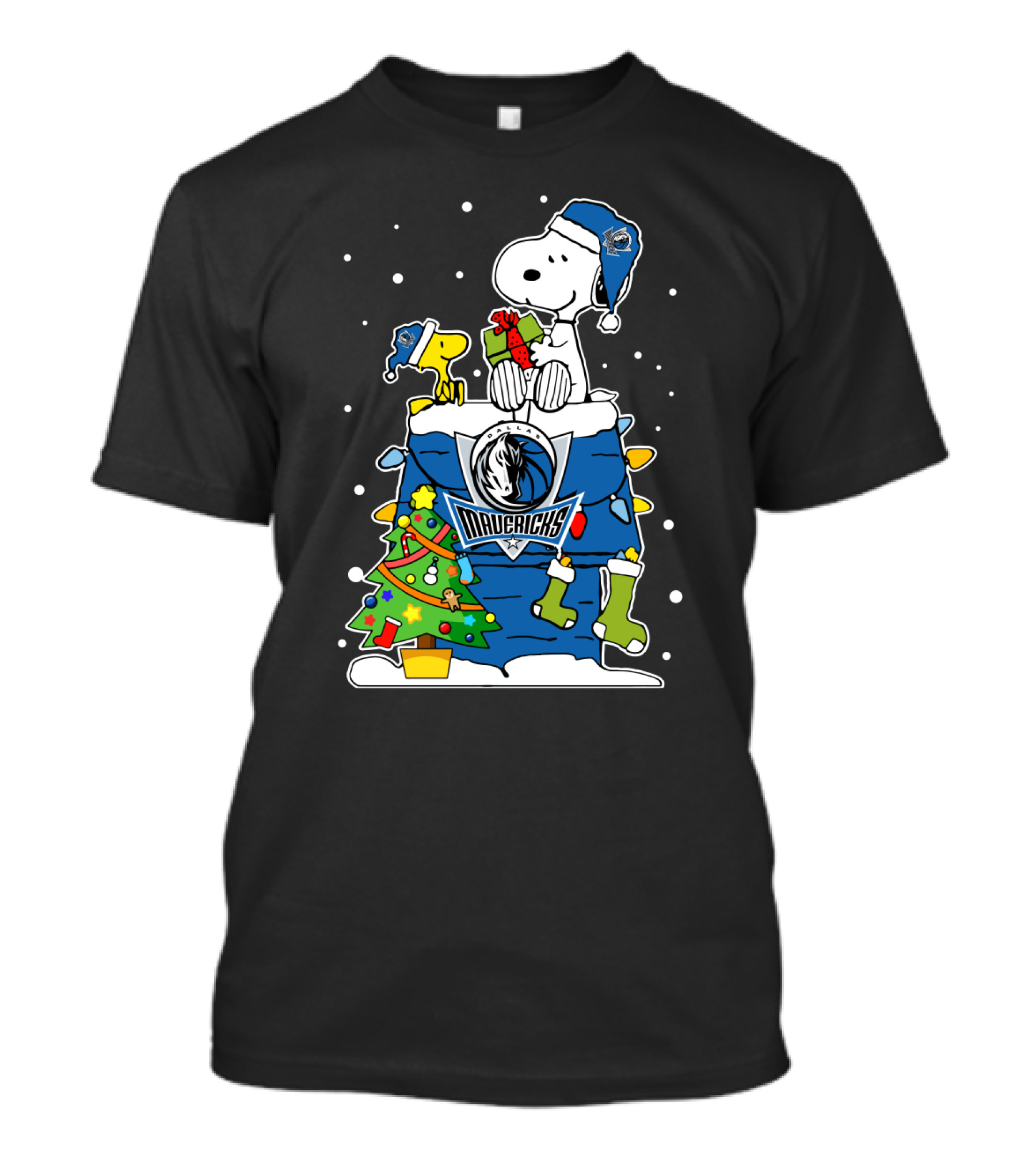 Dallas Mavericks Merry Christmas Snoopy Peanuts Holiday Celebration T-Shirt