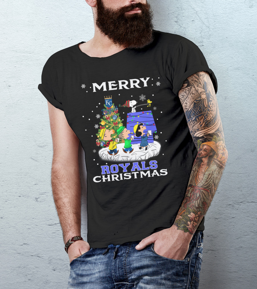 Merry Kansas City Royals Christmas Snoopy Fans T-Shirt