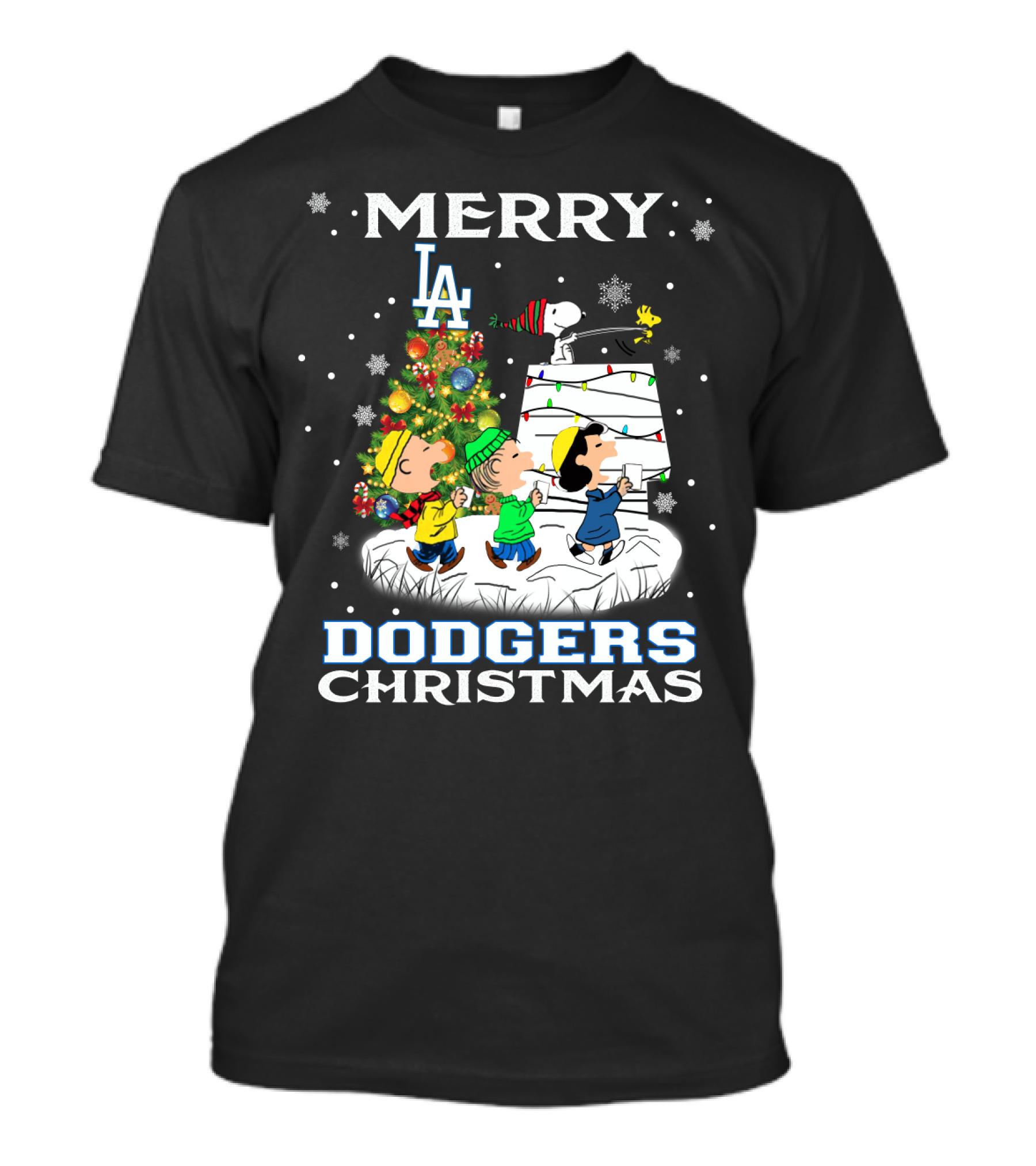 Merry Dodgers Christmas Snoopy And Friends Celebrate With La Dodgers Theme T-Shirt