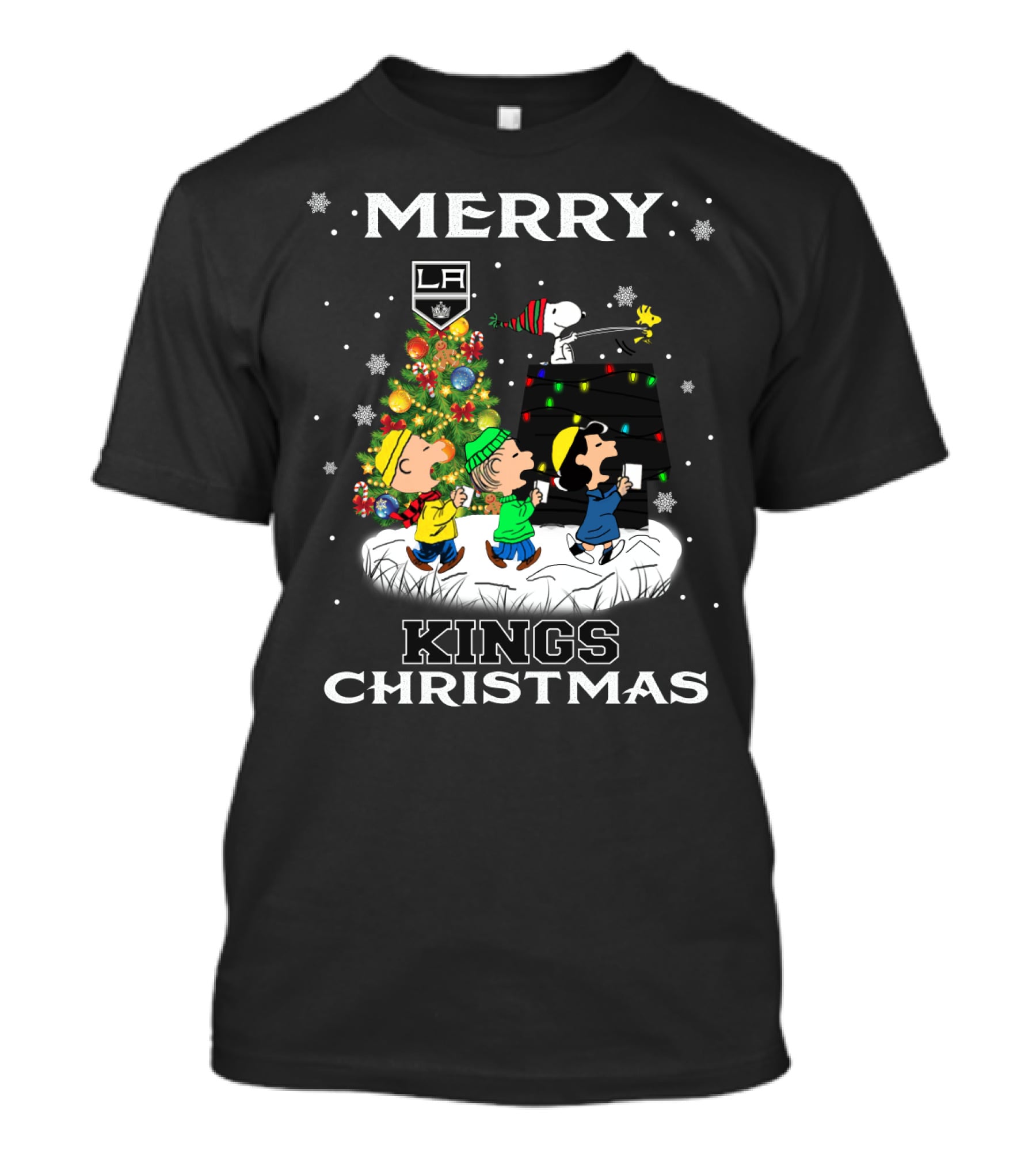Merry La Kings Christmas Snoopy Fans Peanuts Tree T-Shirt