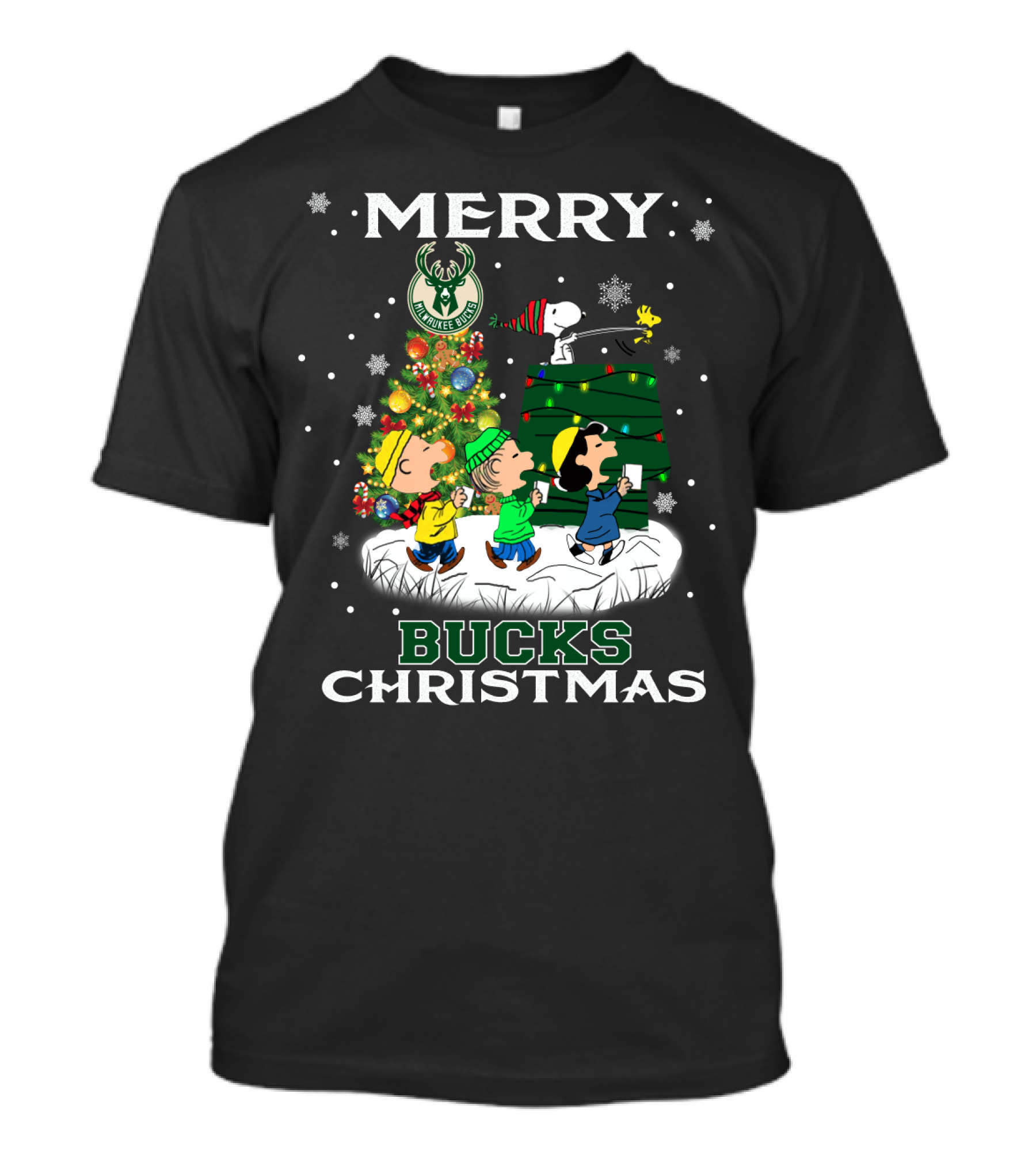 Merry Milwaukee Bucks Christmas Snoopy Fans Holiday T-Shirt