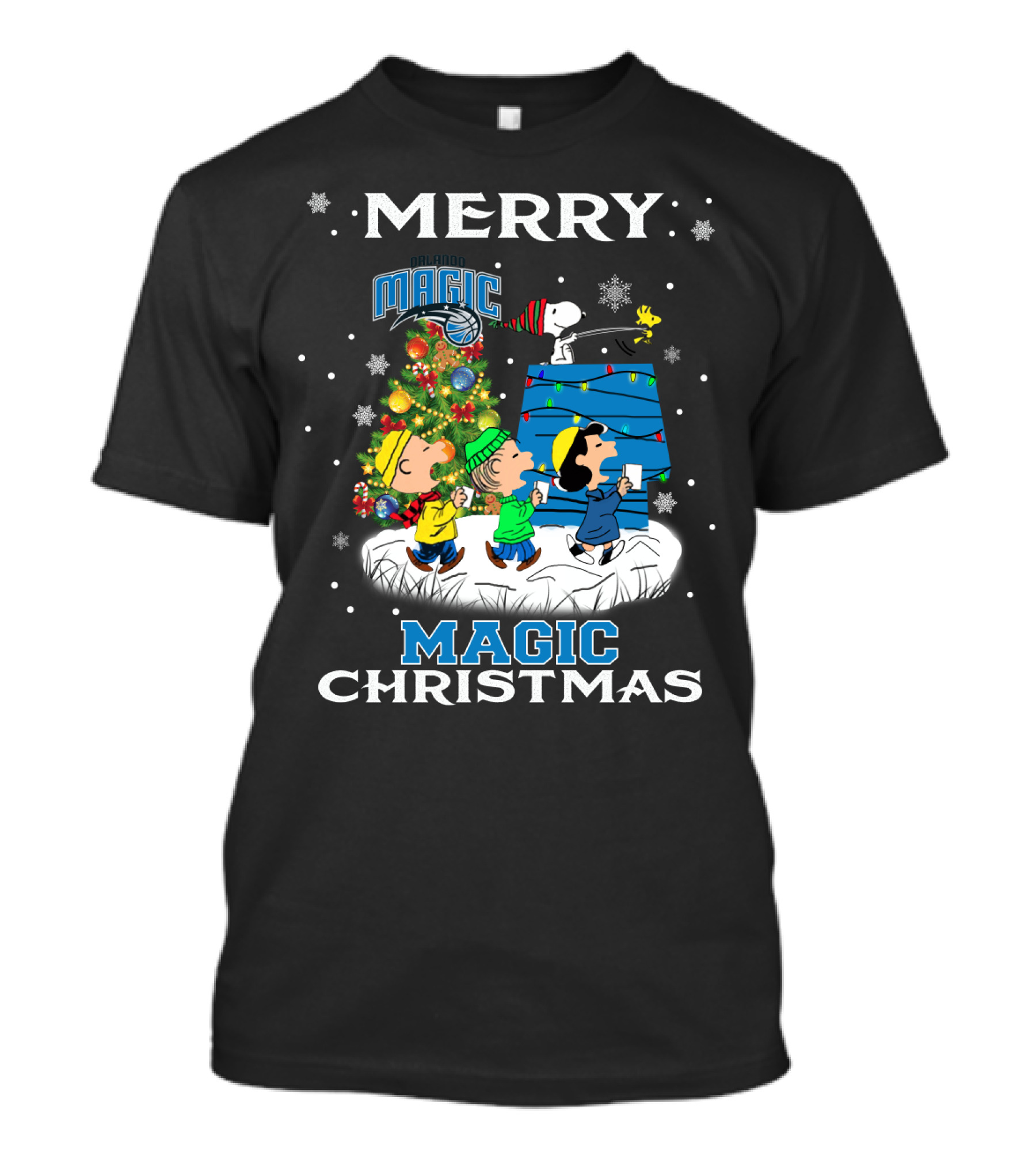 Merry Orlando Magic Christmas Snoopy And Friends Holiday Fun T-Shirt